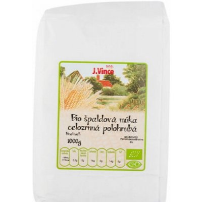 J.VINCE Špaldová mouka celozrnná polohrubá BIO 1 kg – Zboží Dáma