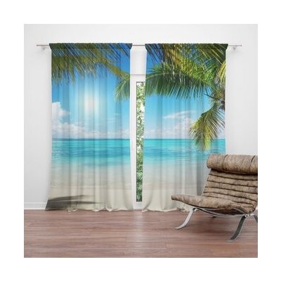 Sablio Závěs Pláž s palmami: 2ks 140x250cm – Hledejceny.cz