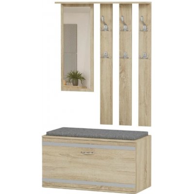Framire Skříň do předsíě V2 se zrcadlem a sedátkem Sonoma 90 cm – Zboží Dáma