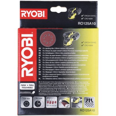 RO125 10ks sada 125mm brusných papírů pro excentrickou brusku Ryobi – Hledejceny.cz