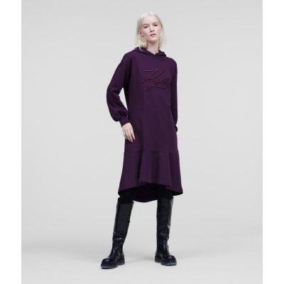 Karl Lagerfeld šaty hooded sweat dress w peplum