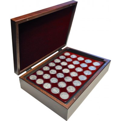 Luxusní dřevěná kazeta na stříbrné pamětní mince ČNB 1993 2025 červený vnitřek – Zboží Dáma
