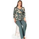 1D1465 dámské dlouhé s kytičkami zelené – Zboží Dáma