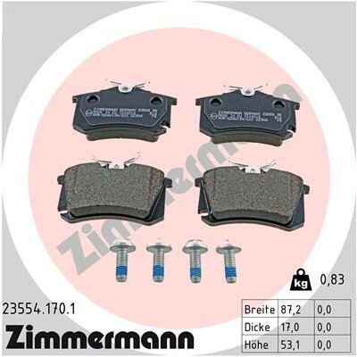 Sada brzdových destiček, vždy 4 kusy v sadě ZIMMERMANN 23554.170.1 (235541701) | Zboží Auto