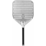 Perforovaná lopata na pizzu z nerezové oceli s hliníkovou úchytem, čtvercová, 310x355x660 mm | TECHNICA, Pizza Line inox, černá – Zboží Dáma