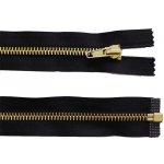 Kovový zip no.5 rozepínací 50cm černý (zlaté zoubky) – Zboží Dáma