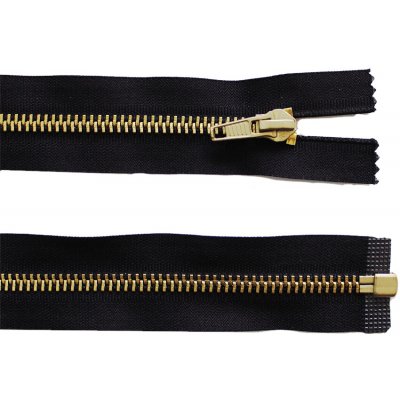 Kovový zip no.5 rozepínací 50cm černý (zlaté zoubky) – Zboží Dáma