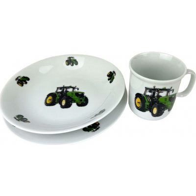 Český porcelán Dětská jídelní souprava Traktor nový 3 dílná – Sleviste.cz