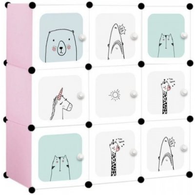 ECO TOYS Modulační skříň/regál na hračky Eco Toys zvířátka - bílá/mátová/růžová – Zboží Mobilmania