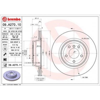 BREMBO Brzdový kotouč větraný Ø336mm 09.A270.11