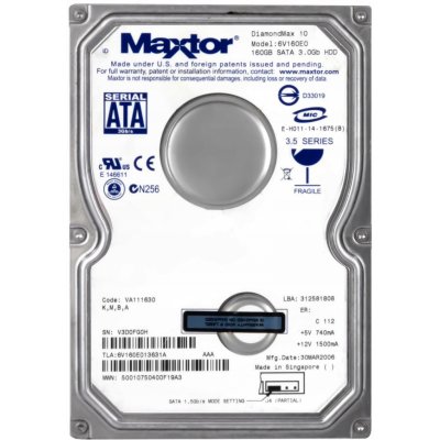 Maxtor 160GB SATA II 3,5", 6V160E0 – Hledejceny.cz