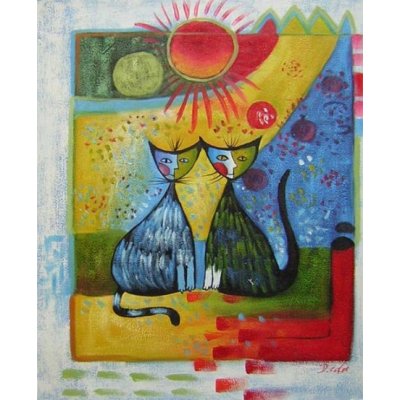 Obraz - Pestrobarevné kočky 90 cm x 75 cm – Zboží Mobilmania