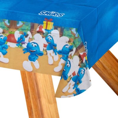 PARTY FACTORY Papírový ubrus Šmoulové modrý 180 x 120 cm – Zboží Dáma