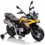 Beneo Elektrická Motorka BMW F850 GS Licencované 12V baterie EVA měkká kola 2 x 35W motor,LED Světla Pomocná kolečka žlutá – Zboží Mobilmania