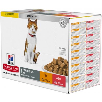 Hill's Science Plan kapsičky pro kastrované kočky kuře losos 48 x 85 g – Sleviste.cz