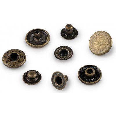 Knoflíky stiskací s pérkem Ø12 mm na středně silné látky, z nerezové oceli Varianta: 3 staromosaz, Balení: 50 sada – Hledejceny.cz
