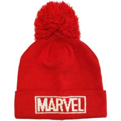 CurePink úpletová zimní čepice Marvel Logo červený – Hledejceny.cz