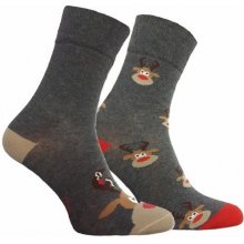 Dospělé vánoční ponožky Sob a sobíci šedá tmavá