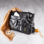 DecoDoma kožená kabelka s kapsou na deštník černá – Zboží Mobilmania