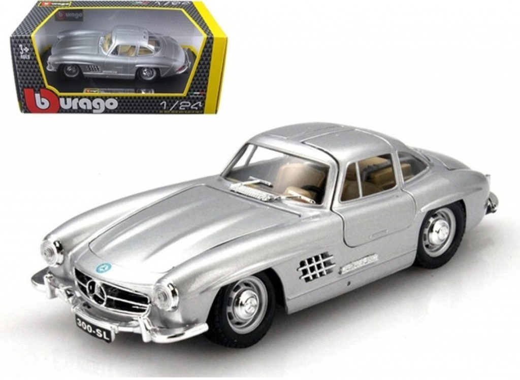 Bburago Mercedes Benz 300 SL 1954 stříbrná 1:24