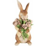 Dekorace hnědý králík s kyticí tulipánů 19*23*39 cm – Zboží Dáma