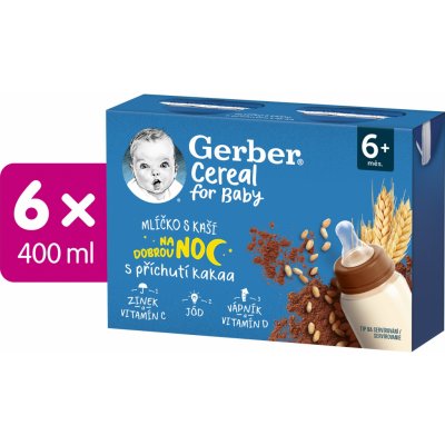 Gerber Cereal mlíčko s kaší na dobrou noc kakao 6 x 2 x 200 ml – Zboží Dáma