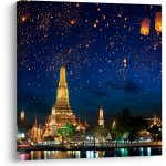 Obraz - Lampióny štěstí, Bangkok, jednodílný 40x40 cm – Hledejceny.cz
