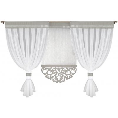 Strefa Firan TUSCANY Sheer Set 260x160 PANEL + Záclony, světle šedá – Zboží Mobilmania
