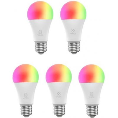 Woox Smart sada 5x LED žárovka E27 10W RGB barevná stmívatelná WiFi R9074/5