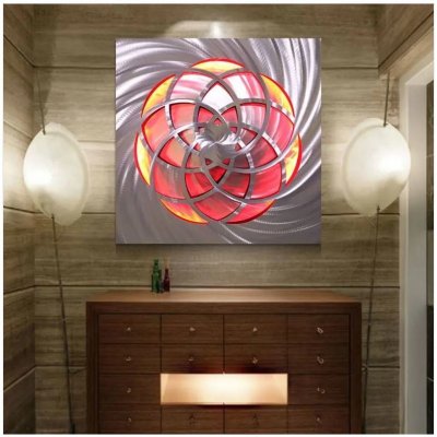 Stylové obrazy na zeď - Kovové (hliník) - LED podsvícené RGB 20 barev - Mandala 50x50cm – Zboží Mobilmania