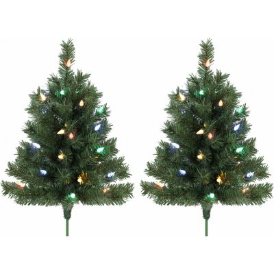 HOMCOM 2 vánoční stromečky s 60 barevnými LED žárovkami | zelené – Hledejceny.cz