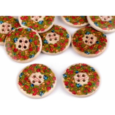 Dřevěný dekorační knoflík vánoční Varianta: 5 zelená, Balení: 10 ks – Hledejceny.cz