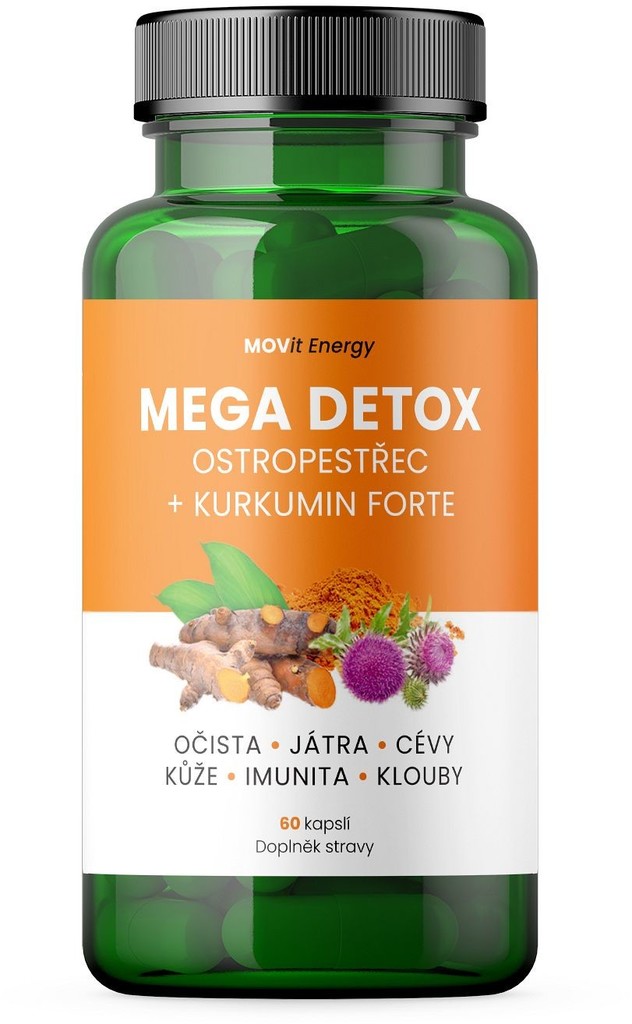 MOVit Mega Detox Ostropestřec + Kurkumin FORTE 60 kapslí