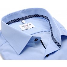 Marvelis Modern Fit košile prodloužený rukáv s tmavomodrým vnitřním límcem bledě modrá