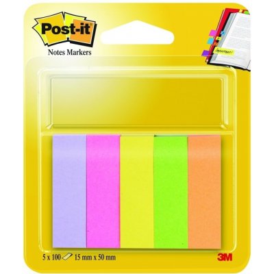 Záložky Post-it 670/5 neon, 15x50 mm, 5x100 lístků – Hledejceny.cz