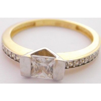 Klenoty Budín Zásnubní hranatý prsten v kombinaci zlata HK1027 – Zboží Mobilmania