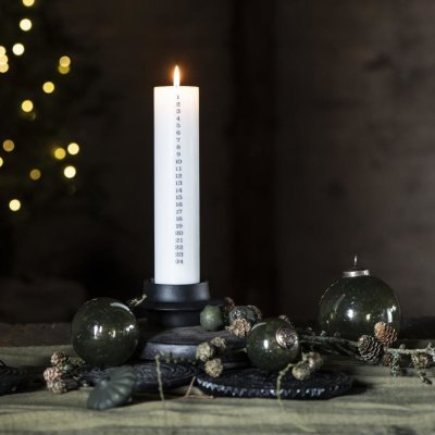 IB Laursen Adventní svíčka Christmas White/Anthracite Grey šedá barva bílá barva vosk – Zboží Mobilmania