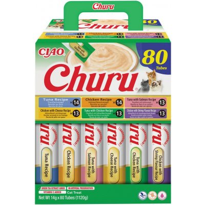 INABA Cat Churu Chicken and Tune Receipe 80 x 14 g mix krémových pamlsků s kuřecím masem a tuňákem pro kočky – Zbozi.Blesk.cz