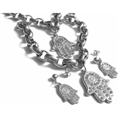 Steel Jewelry set náhrdelník náramek a náušnice Hamsa z chirurgické oceli SET130163