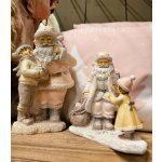 Růžová vánoční dekorace socha Santa s chlapcem - 13*11*18 cm - Clayre & Eef – Hledejceny.cz