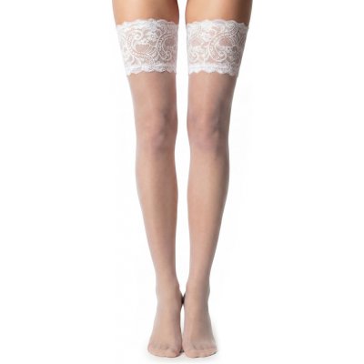 Glamory luxusní samodržící punčochy Comfort 20 DEN s vysokým krajkovým lemem white – Zboží Mobilmania