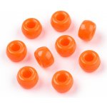 Akrylové korálky - pony beads - oranžové - 6 x 9 mm - 10 ks – Sleviste.cz