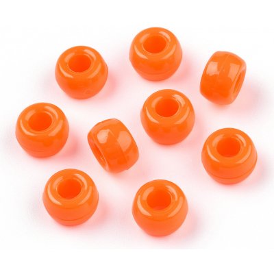 Akrylové korálky - pony beads - oranžové - 6 x 9 mm - 10 ks – Sleviste.cz
