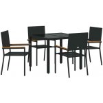 Omaxi 455062 Zahradní jídelní souprava 5 pcs Černá 90 x 90 x 75 cm polyratan – Hledejceny.cz