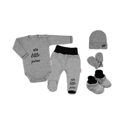 5-ti dílná soupravička do porodnice Little Prince šedá – Zboží Dáma