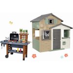 Smoby Set domeček Přátel ekologický a grill na zahradu Friends Evo Playhouse Green rozšiřitelný s kuchyňkou s tekoucí vodou – Zboží Mobilmania