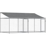 vidaXL Klec pro psy se střechou a dvířky šedá 400 x 200 x 200 cm – HobbyKompas.cz