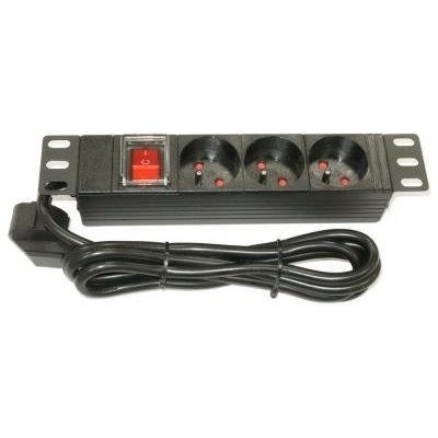 XtendLan ZASUVKA3-10 Rozvodný panel, 10", 3x 230V, ČSN, vypínač, kabel 1,8m, černý ZASUVKA3-10 – Sleviste.cz