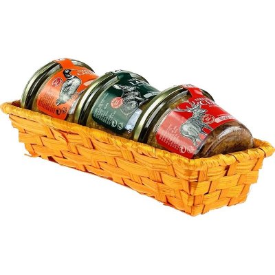 Gourmet Partners Dárkový koš LOVECKÉ TRIO 3 x 180 g – Zbozi.Blesk.cz