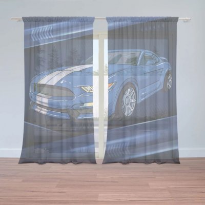 Sablio Záclony Mustang Modré pozadí s pruhy: 2ks 150x250cm – Hledejceny.cz